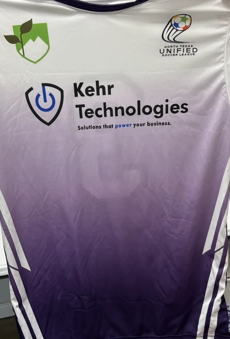 North Texas Unified soccer jersey, sponsor logos